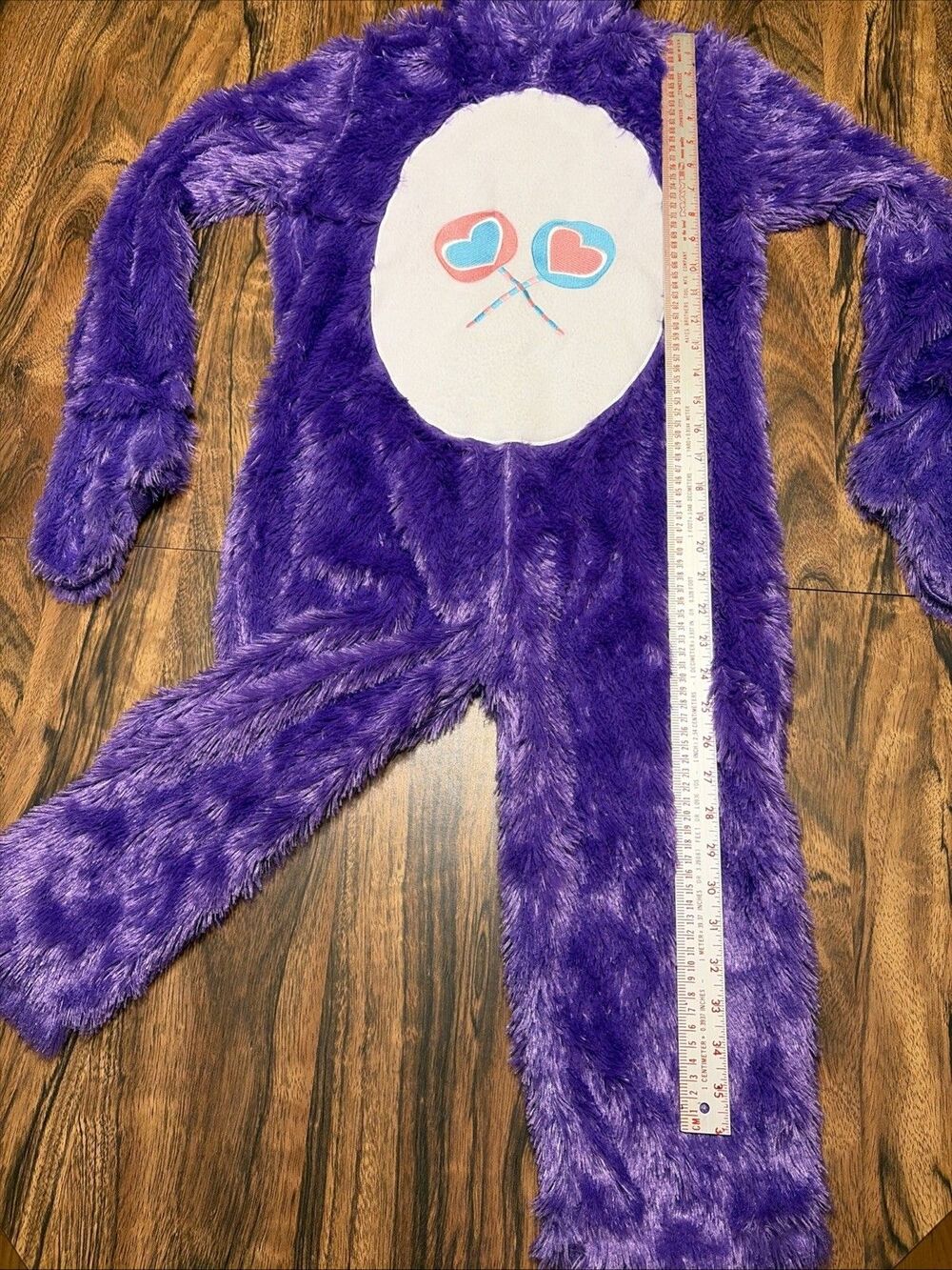 Care Bears Jumpsuit Child Small Purple Share Bear Costume Furry Flip Mitt Hooded - Picture 7 of 14